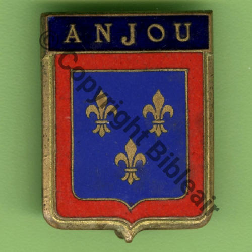 3248.EMGFA 1946.55 GT.II.64 ANJOU  COURTOIS PARIS Past octog COURTOIS PARIS Dos lisse Email BANDEAU NOIR 26x34mm EMAIL Src.Y.GENTY 10Eur11.25 